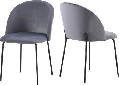 Boston Dining Chairs (Set of 4) – Grey Velvet | Modern &amp; Comfortable Seating