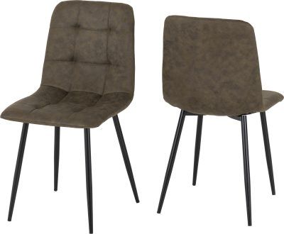 Fenton Chair (Box of 2) Olive Green Suede Fabric