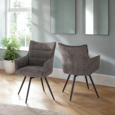 Lewis Carver Swivel Chair (Box of 2) – Grey Fabric