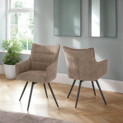 Lewis Carver Swivel Chair (Box of 2) – Fawn Fabric