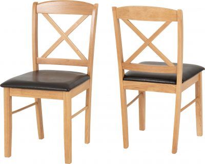 Mason Chair (Box of 2) – Oak Varnish/Brown Faux Leather