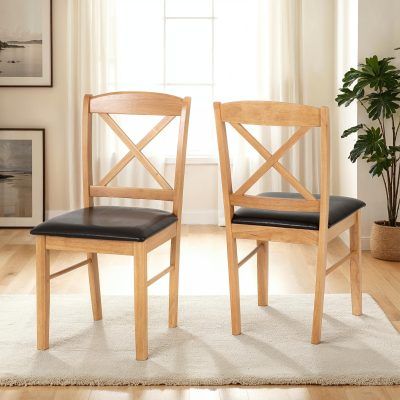 Mason Chair (Box of 2) – Oak Varnish/Brown Faux Leather