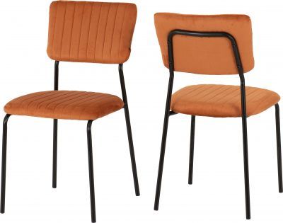 Sheldon Chair (Box of 4) – Burnt Orange Velvet Fabric