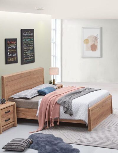 ​Jack Bedroom Furniture Set – Rustic Oak Bed, Bedside Lockers, Tall &amp; Wide Chests