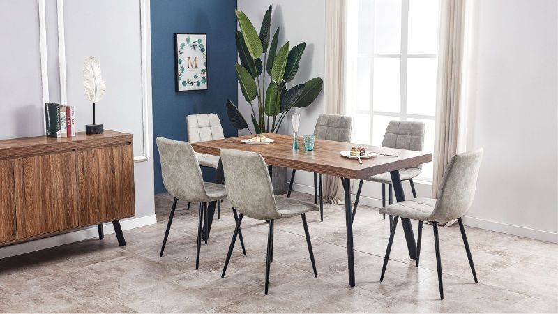 Fredrik Walnut Dining Table &amp; Chairs – Modern Dining Set
