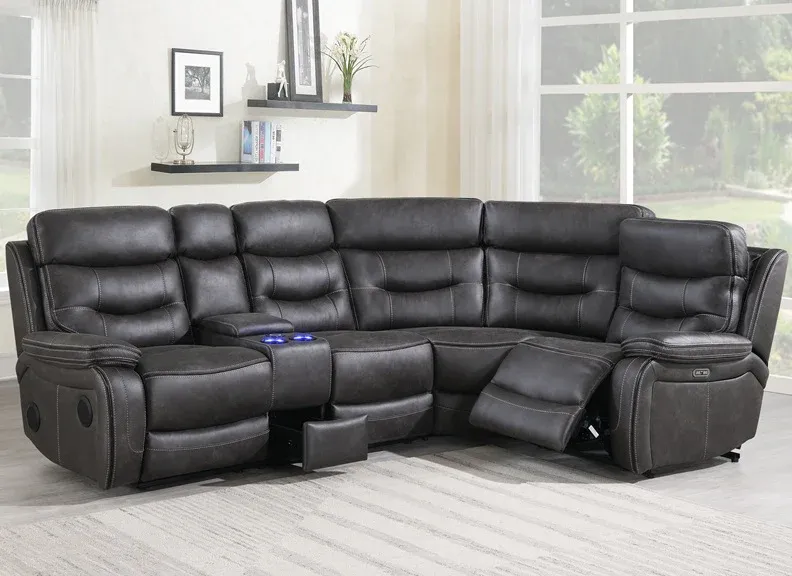 Noah ‘Tech’ Black Corner Sofa