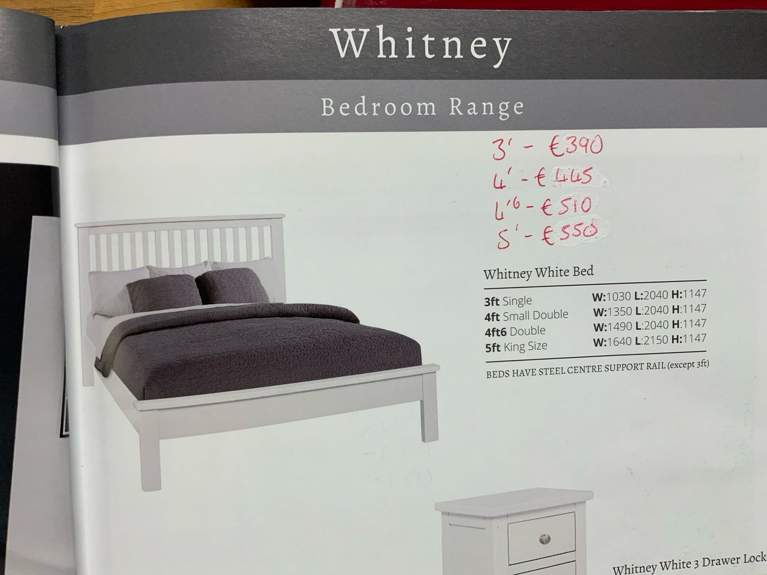 Ref Byrne 4859 - 4ft Classic + Whitney Bedframe White