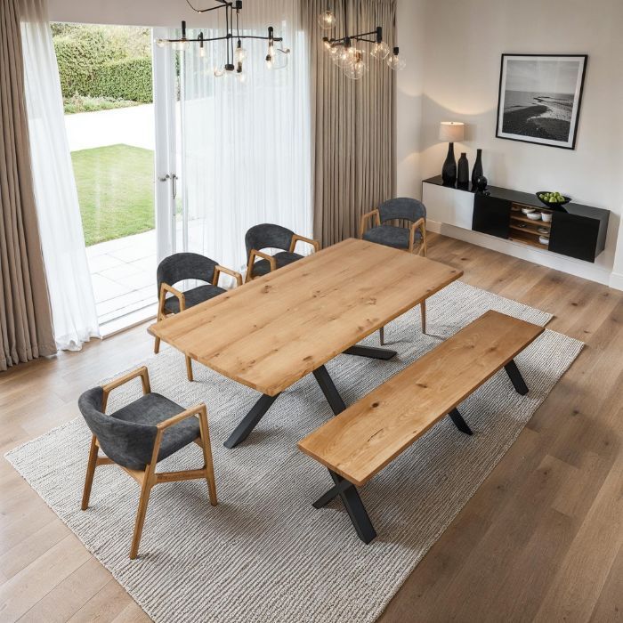 Onyx Oak Dining Set – 2 Metre Table &amp; Bench