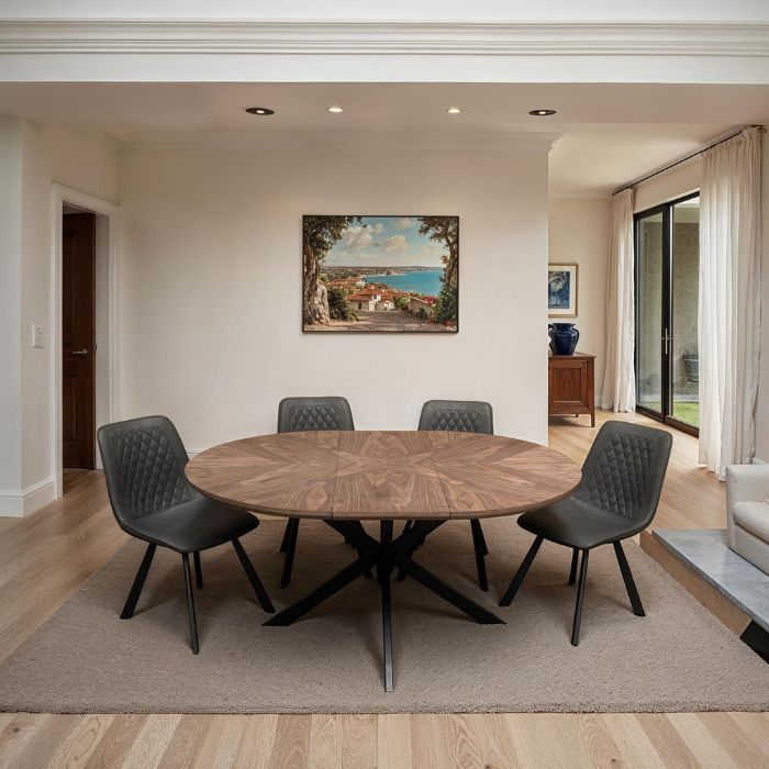Hendrik 1.2 Metre Round Extending Walnut Dining Table