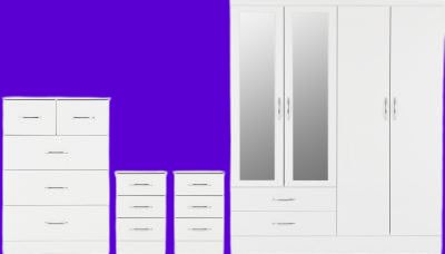 Nevada 4 Door Wardrobe Bedroom Set White