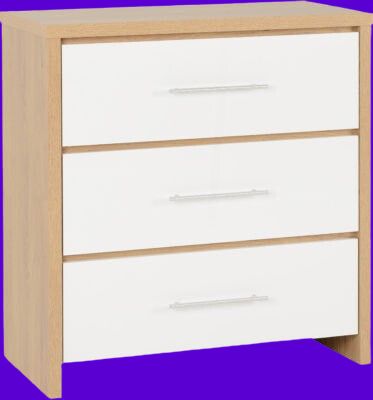 Seville 3 Drawer Chest White Gloss