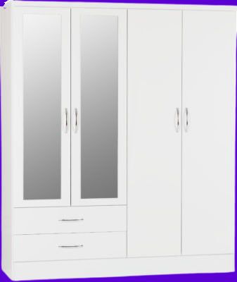 Nevada 4 Door Wardrobe White