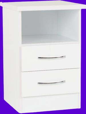 Nevada 2 Drawer Bedside White