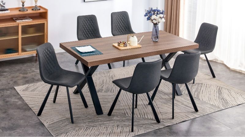 Fredrik Walnut X-Leg Dining Table