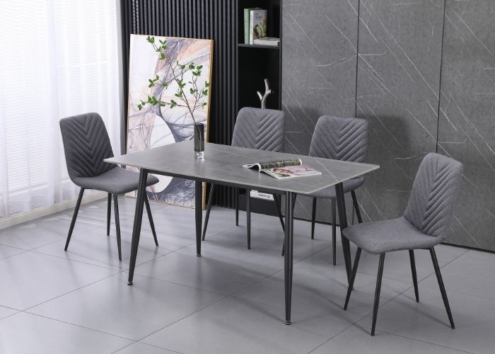 Essen Dining Set – 1.4m Table &amp; 4 Grey Chairs