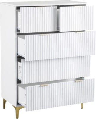 Miami 3+2 Drawer Chest – White &amp; Gold