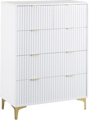 Miami 3+2 Drawer Chest – White &amp; Gold