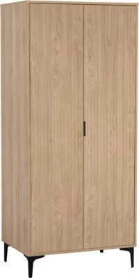 Miami 2 Door Wardrobe- Oak Effect/Black