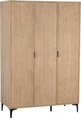 Miami 3 Door Wardrobe - Oak Effect/Black