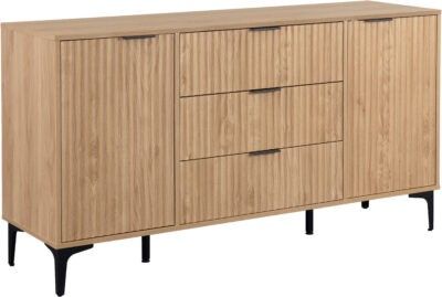 Miami 2 Door 3 Drawer Sideboard – Oak Effect / Black