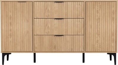 Miami 2 Door 3 Drawer Sideboard – Oak Effect / Black