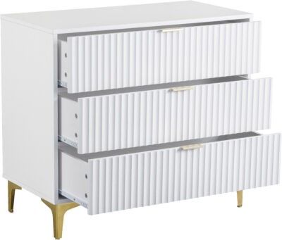 Miami 3 Drawer Chest – White &amp; Gold