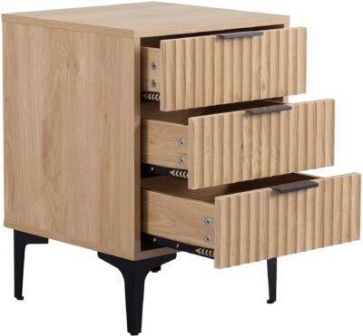 Miami 3 Drawer Bedside - Oak Effect/Black