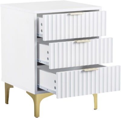 Miami 3 Drawer Bedside White/Gold