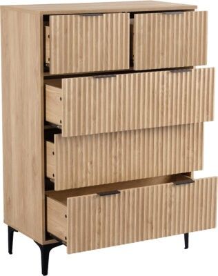 Miami 3+2 Drawer Chest - Oak Effect/Black