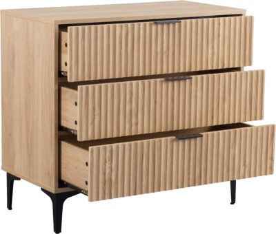 Miami 3 Drawer Chest – Oak Effect / Black