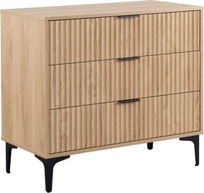 Miami 3 Drawer Chest – Oak Effect / Black