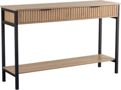 Miami 2 Drawer Console Table - Oak Effect/Black
