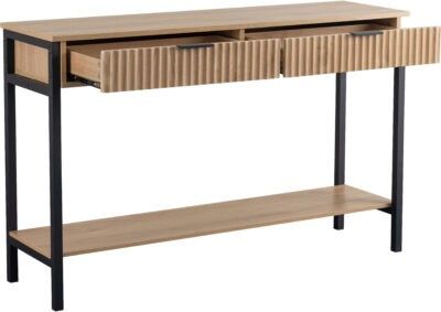 Miami 2 Drawer Console Table - Oak Effect/Black