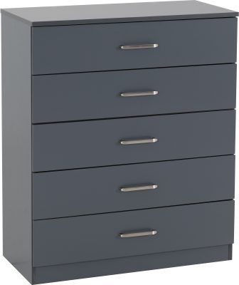 Dakota 5 Drawer Chest – Dark Grey
