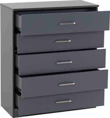 Dakota 5 Drawer Chest – Dark Grey