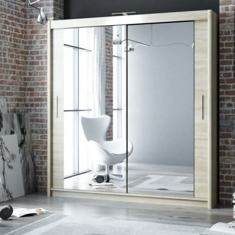 Paris 2.03m Sliderobe – Available in White, Light Oak &amp; Grey