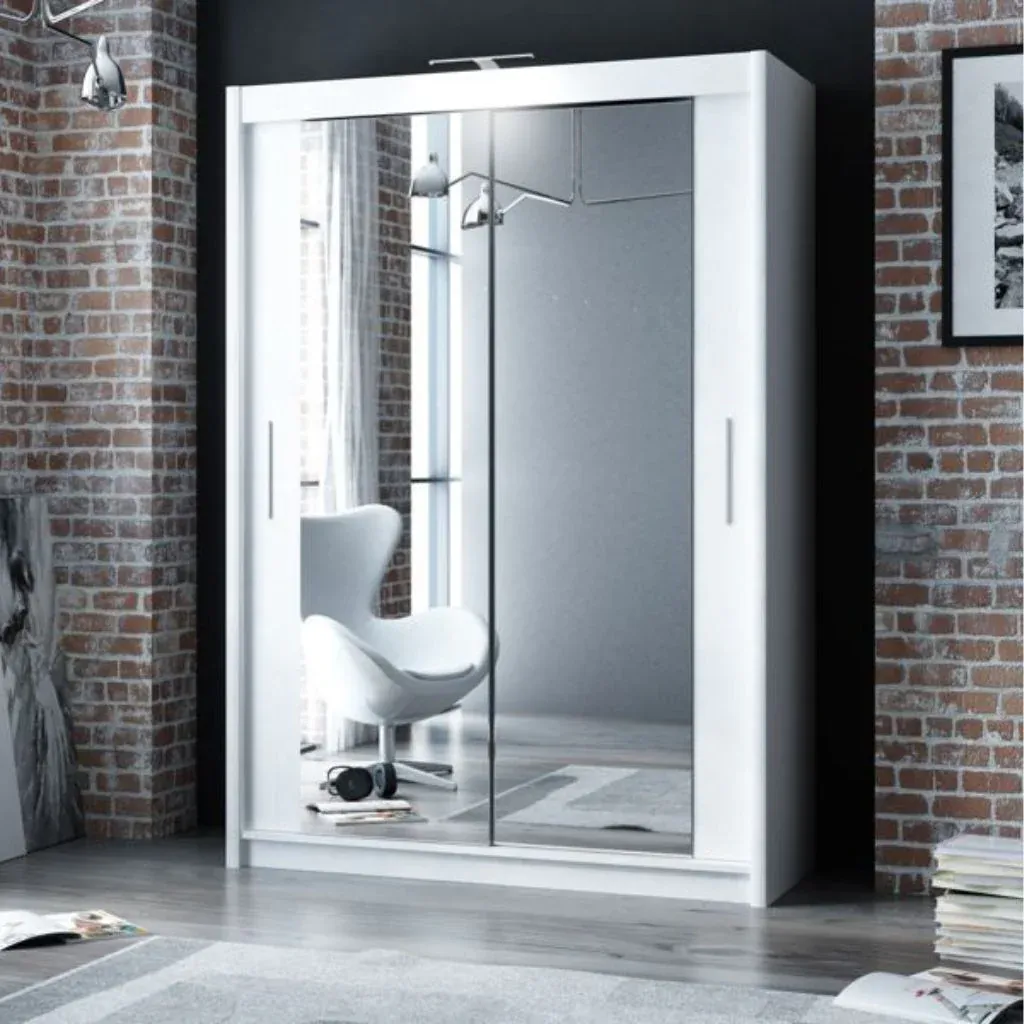 Paris 1.6m Sliderobe – Available in White, Light Oak &amp; Grey
