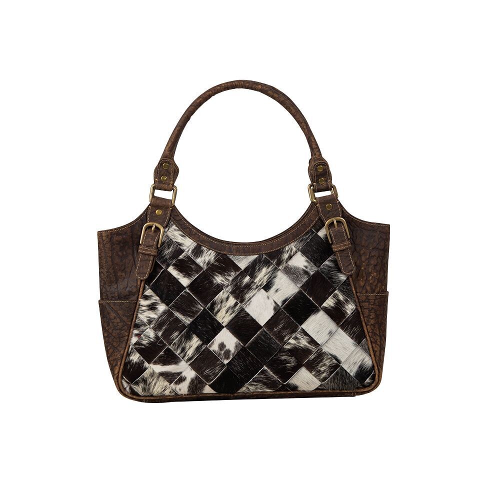 Pecos Hand Weave Pattern Leather &amp; Hairon Bag