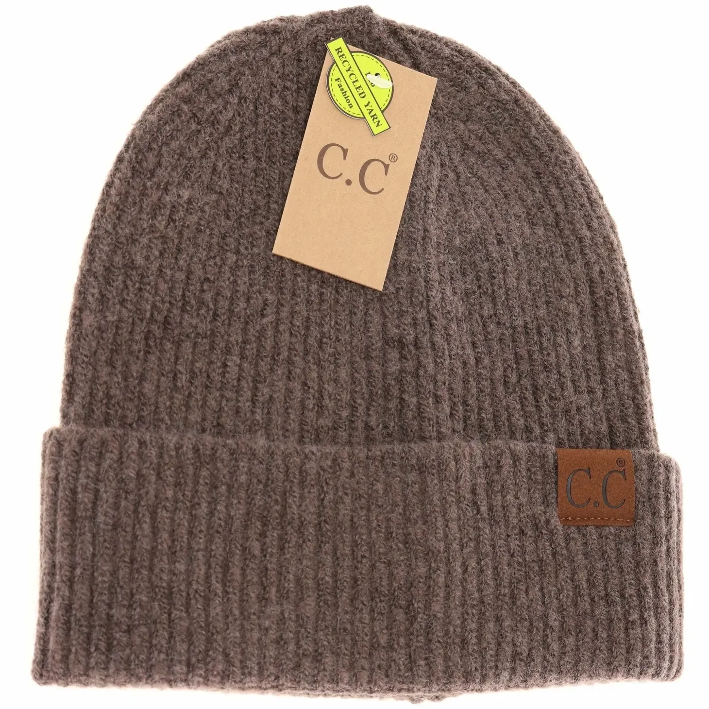 C.C Unisex Soft Ribbed Beanie, Color: Earth Brown