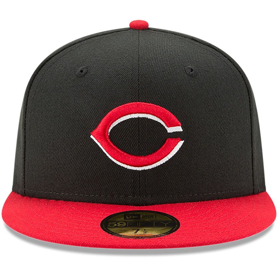Cincinnati Reds New Era 2020 Postseason Side Patch Alternate 59FIFTY Fitted Hat - Black/Red