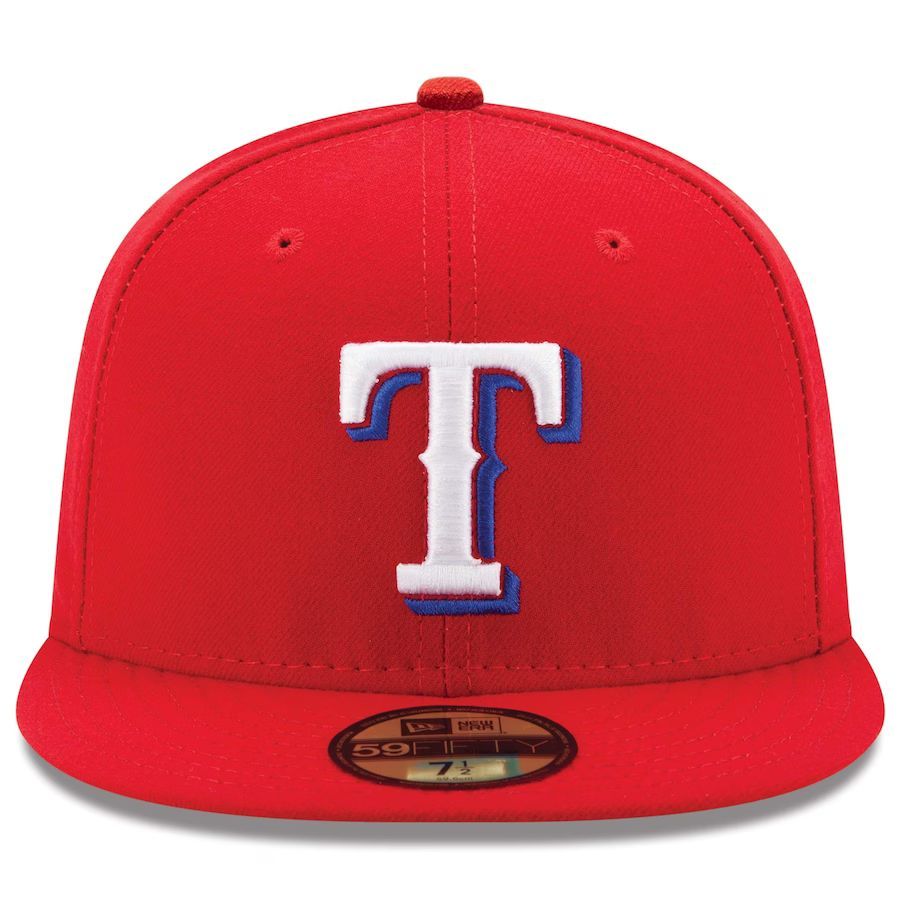 Mens New Era Red Texas Rangers 2023 World Series Patch 59FIFTY Fitted Hat