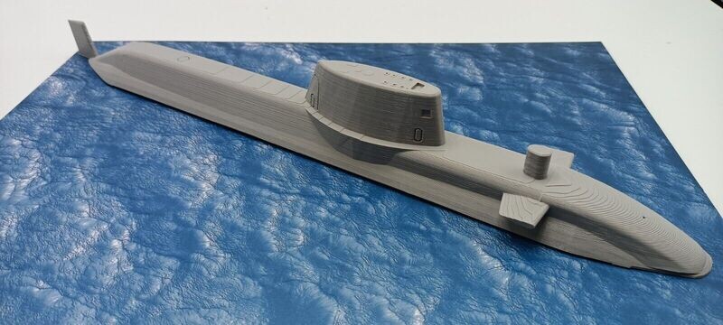 Astute Class Nuclear Submarine 1/200 water line model.