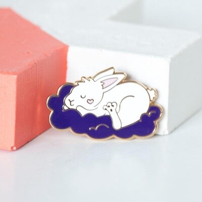 Sleeping Bunny Cloud Enamel Pin