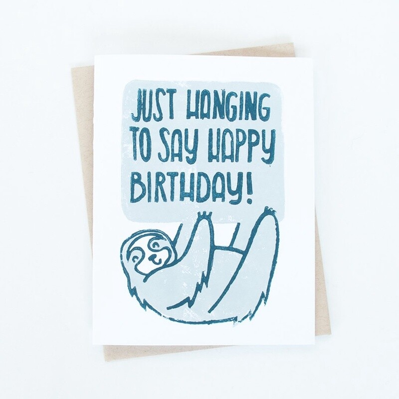 Just  Hanging To Say Happy Birthday Card