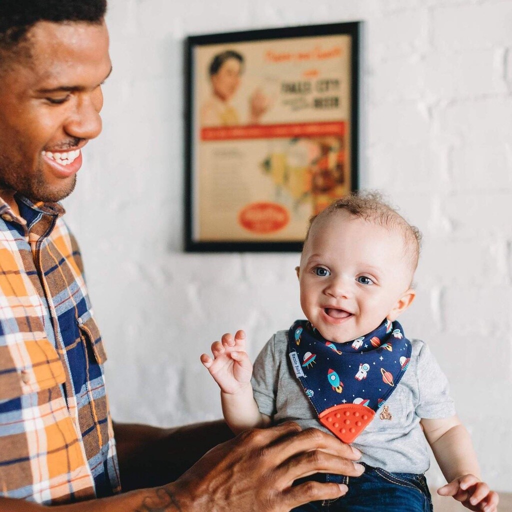 Teething Bib (Blues), Desc: Space Rockets