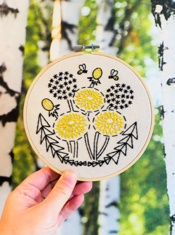 Bee Kind Dandelion Complete Embroidery Kit