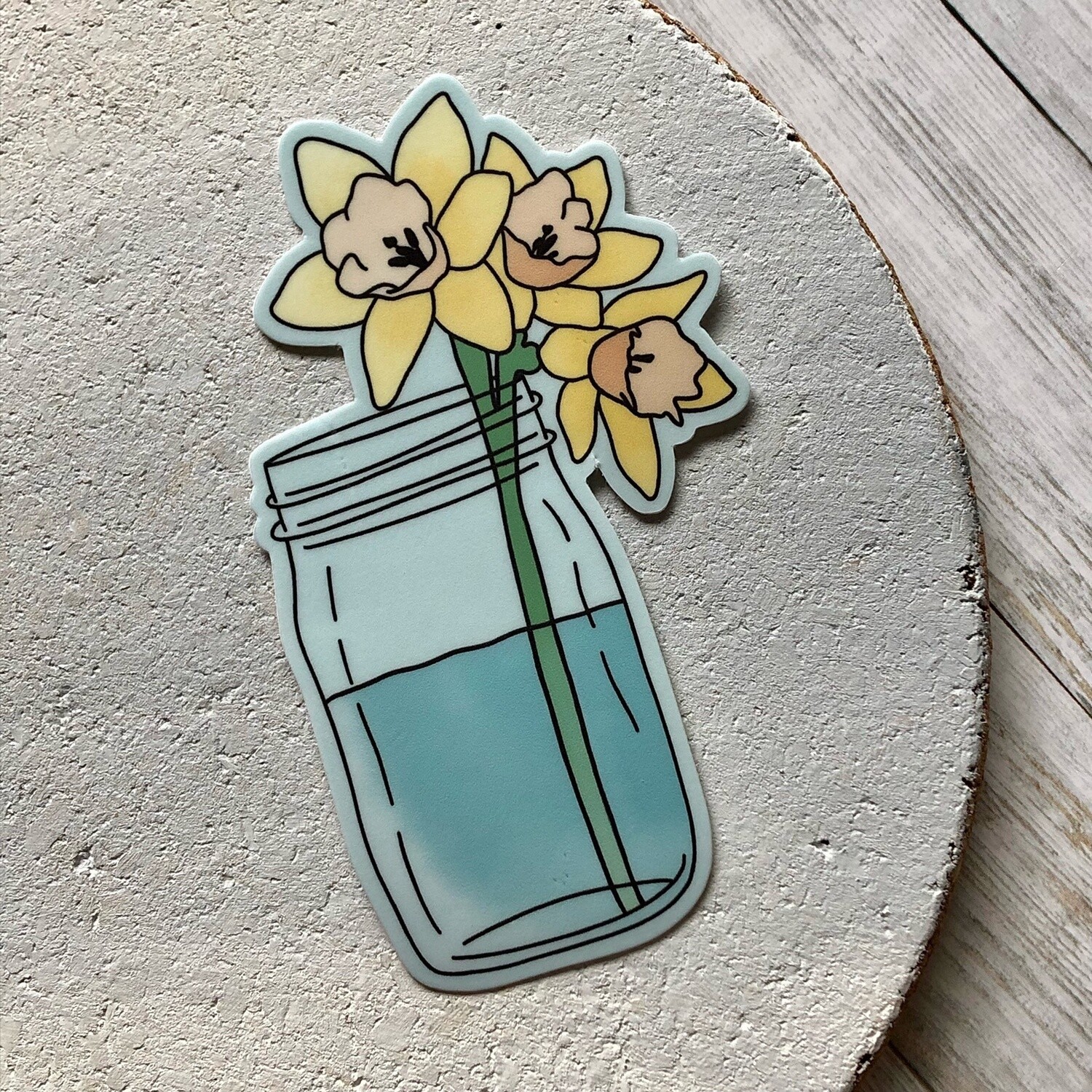 Mason Jar Flowers Vinyl Sticker
