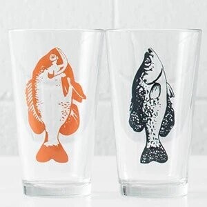 Gone Fishin&#39; Glassware, Design: Crappie-Charcoal