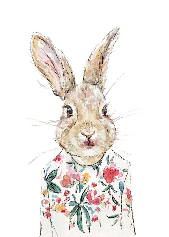 Floral Rabbit Print