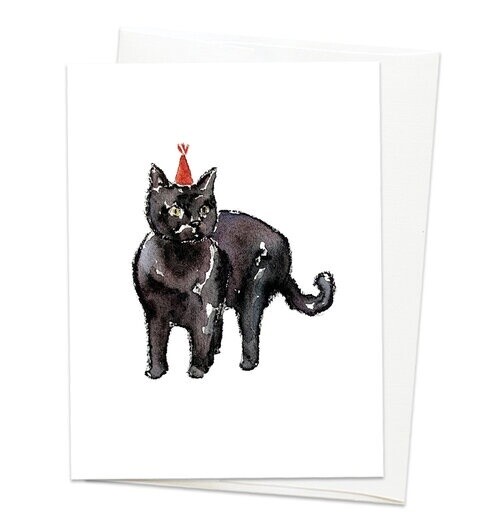 Party Hat Black Cat Card